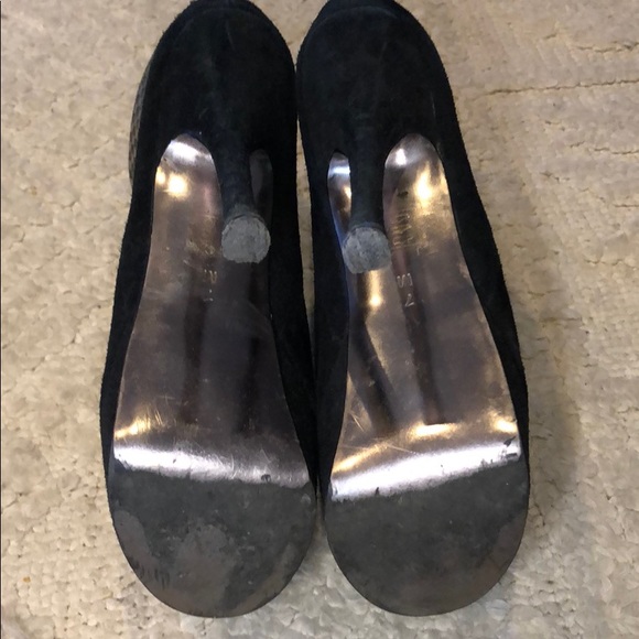 Bebe Black Suede Ankle Booties with Silver Detail - Picture 6 of 8